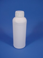 1 Liter Flasche Fluor, rund, weiß,